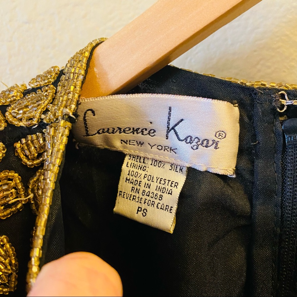 Laurence Kazar Black & Gold Beaded Silk Top - Picture 11 of 12